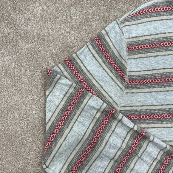 Lucky Brand Knit Wear Hoodie Large Gray & Red Stripe Pullover Casual Preppy Men - Picture 2 of 15